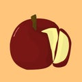 Halved Red Apple Vector Illustration