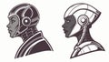 Female Cyborg Profile, Advanced Robotic Technology and AI, vector design Generative AI Royalty Free Stock Photo