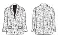 A detailed vector illustration of a floral-patterned blazer, shown from both front and back views Royalty Free Stock Photo