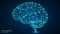 Detailed Vector Illustration of Human Brain Neural Network on Dark Blue Background Royalty Free Stock Photo