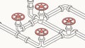 Industrial pipe network with valves, plumbing system, engineering diagram, vector design Generative AI Royalty Free Stock Photo