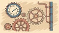 Steampunk Gears and Clockwork Industrial Mechanism, vector design Generative AI Royalty Free Stock Photo