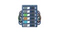 Illustration of a Server Rack with Multiple Connected Devices Royalty Free Stock Photo
