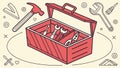 Toolbox with Scattered Tools, Work in Progress Illustration, vector design Generative AI Royalty Free Stock Photo