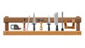 Professional Kitchen Knife Set on Wooden Rack Vector Art, vector design Generative AI Royalty Free Stock Photo