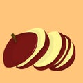 Sliced Red Apple Vector Illustration