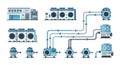 Industrial HVAC and Cooling System Components Diagram Royalty Free Stock Photo