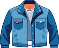 A detailed vector illustration of a stylish denim jacket featuring precise stitching, pockets, and classic design, ideal Royalty Free Stock Photo