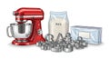 Kitchen Stand Mixer and Baking Supplies Illustration Royalty Free Stock Photo