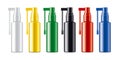 Colored Spray bottles set. Non-transparent version. Royalty Free Stock Photo