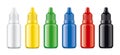 Set of Colored Dropper Bottles. Glossy surface. Royalty Free Stock Photo