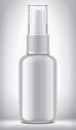 Spray bottle on background. Glossy surface, Transparent cap version. Royalty Free Stock Photo