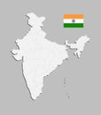 India country map and flag divided states template Royalty Free Stock Photo