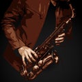 Detailed vector of jazz saxophone player Royalty Free Stock Photo