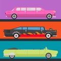 Detailed vector luxury limousine long car transportation detailed auto business transport design speed pickup graphic