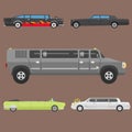 Detailed vector luxury limousine long car transportation detailed auto business transport design speed pickup graphic Royalty Free Stock Photo