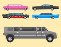 Detailed vector luxury limousine long car transportation detailed auto business transport design speed pickup graphic