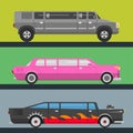 Detailed vector luxury limousine long car transportation detailed auto business transport design speed pickup graphic Royalty Free Stock Photo