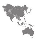 Detailed vector map of Asia Pacific Region Royalty Free Stock Photo