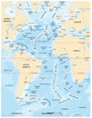 Detailed vector map of the Atlantic Ocean Royalty Free Stock Photo
