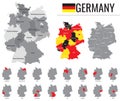 Detailed vector map of federal states of Germany with flag