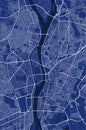 Detailed vector map poster of Cairo city, linear print map. Blue skyline urban panorama