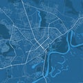 Detailed vector map poster of Chernihiv city, linear print map. Blue skyline urban panorama