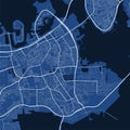 Detailed vector map poster of Manama city, linear print map. Blue skyline urban panorama