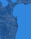 Detailed vector map poster of Odesa city, linear print map. Blue skyline Odessa urban panorama