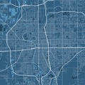 Detailed vector map poster of Wichita city Kansas administrative area. Blue skyline panorama. Decorative graphic tourist map of Royalty Free Stock Photo