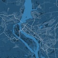 Detailed vector map poster of Zaporizhia city, linear print map. Blue skyline urban panorama
