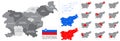 Detailed vector map of regions of Slovenia with flag