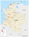 Detailed vector map of the South American state of Colombia