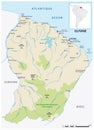 Detailed vector map of the South American state of French Guiana