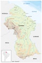 Detailed vector map of the South American state of Guyana