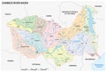 Detailed vector map of Zambezi River Basin Royalty Free Stock Photo