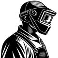 Detailed Vector Portrait of a Welder in Protective Gear for Fabrication and Metalworking Projects Royalty Free Stock Photo
