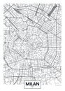 Detailed vector poster city map Milan