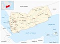 Detailed vector road map of the Middle Eastern state of Yemen