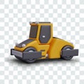 Detailed vector road roller. Mobile press for asphalt. Color steamroller Royalty Free Stock Photo