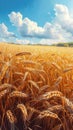 detailed and vibrant image of a vast wheat field, capturing the essence of a serene