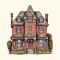 Detailed Victorian Building Vector Design In Retro Vintage Style