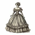 Detailed Victorian Lady Illustration In Historical Gown