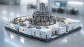 Detailed View of Advanced Nuclear Reactor Model Showcasing Complex Internal Structures in a High-Tech Facility Royalty Free Stock Photo