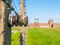 Detailed view of barb wire fence in concentration camp. Auschwitz - Birkenau, Oswiecim - Brzezinka, Poland, Europe