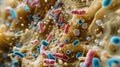 A detailed view of biofilm formation with bacteria secreting a variety of substances to create a protective and sticky Royalty Free Stock Photo