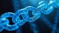 Close-Up of Blue Chain on Black Background Royalty Free Stock Photo