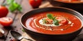 Close-Up of Tomato Soup Bowl Royalty Free Stock Photo
