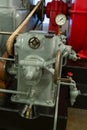 Detailed view of a classic 1934 industrial hydroelectric generator engine