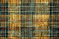 Detailed view of classic tartan fabric with a rich interplay of earthy tones